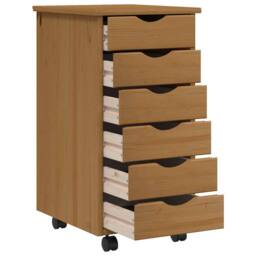 Berkfield Home Rolling Cabinet with Drawers MOSS Honey Brown Solid Wood Pine - thumbnail 4