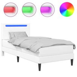 Berkfield Home Bed Frame with LED Strip Lights White 90 x 190 cm Faux Leather - thumbnail 2