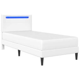 Berkfield Home Bed Frame with LED Strip Lights White 90 x 190 cm Faux Leather - thumbnail 5