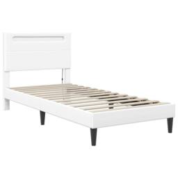 Berkfield Home Bed Frame with LED Strip Lights White 90 x 190 cm Faux Leather - thumbnail 6