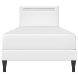 Berkfield Home Bed Frame with LED Strip Lights White 90 x 190 cm Faux Leather - thumbnail 8