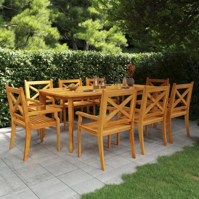 Berkfield Home 9 Piece Garden Dining Set Solid Wood Acacia in Brown - image 1