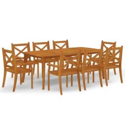 Berkfield Home 9 Piece Garden Dining Set Solid Wood Acacia in Brown - thumbnail 2