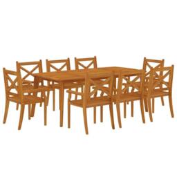 Berkfield Home 9 Piece Garden Dining Set Solid Wood Acacia in Brown - thumbnail 3