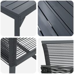 Berkfield Home 6 Piece Garden Dining Set Black Steel & Poly Rattan - thumbnail 9