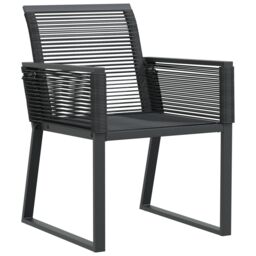 Berkfield Home 6 Piece Garden Dining Set Black Steel & Poly Rattan - thumbnail 6