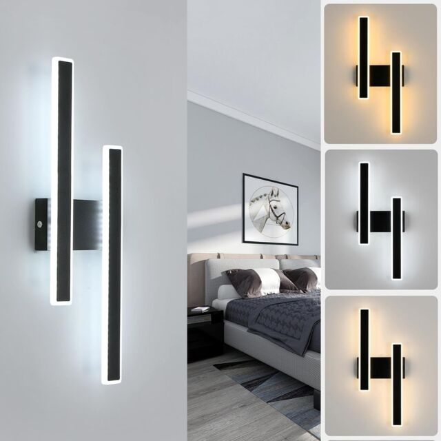 COMELY Indoor Wall Lights, 32W Modern Wall Lights, 3000K/4500K/6500K, Black - image 1