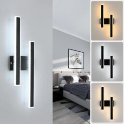 COMELY Indoor Wall Lights, 32W Modern Wall Lights, 3000K/4500K/6500K, Black - thumbnail 1