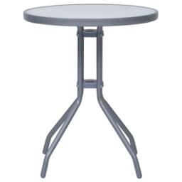 Berkfield Home Garden Table Light Grey 60 cm Steel & Glass - thumbnail 3