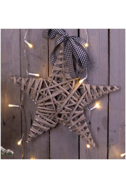 Netagon Natural Wicker Christmas Star in Grey - image 1