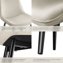 tectake Dining Chair Monroe Set Of 2 - Cream - Size: 2 Pack - thumbnail 5