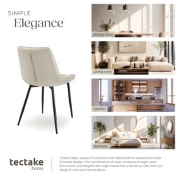 tectake Dining Chair Monroe Set Of 2 - Cream - Size: 2 Pack - thumbnail 7