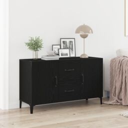 Berkfield Home Black Oak Sideboard - 100 x 36 x 60 cm - Made of Engineered Wood - thumbnail 1