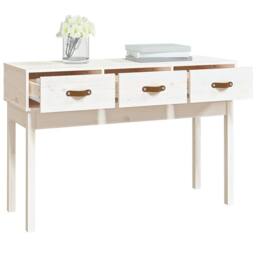 Berkfield Home Console Table White 114x40x75 cm Solid Wood Pine - Size: 114 x 40 x 75 cm - thumbnail 7