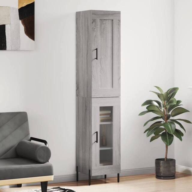 Berkfield Home Highboard Grey Sonoma 34.5x34x180 cm Engineered Wood - image 1