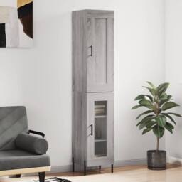 Berkfield Home Highboard Grey Sonoma 34.5x34x180 cm Engineered Wood - thumbnail 1
