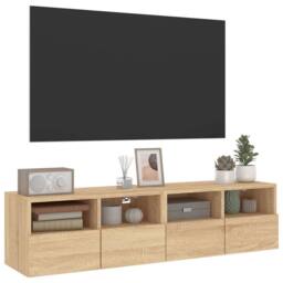 Berkfield Home TV Wall Cabinets 2 pcs Sonoma Oak 60x30x30 cm Engineered Wood in Light Brown - Size: 60 x 30 x 30 cm - thumbnail 6