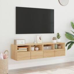 Berkfield Home TV Wall Cabinets 2 pcs Sonoma Oak 60x30x30 cm Engineered Wood in Light Brown - Size: 60 x 30 x 30 cm - thumbnail 3