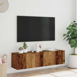 Berkfield Home Wall Mounted TV Cabinet Old Wood 120x30x30 cm Engineered Wood in Brown - Size: 120 x 30 x 30 cm - thumbnail 1