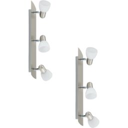 Loops 2 PACK Wall 3 Spot Light Colour Satin Nickel Shade White Satin Glass E14 3x40W in Metallics
