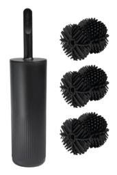 ReBorn Toilet Brush & 3 Piece Brush Head Set - Black - thumbnail 1