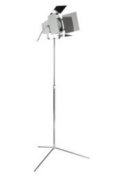 Orsina Theatre-Style Tripod Floor Standing Lamp, Black & Chrome Lamp With Adjustable Brackets, Standard Floor Lamp in Silver