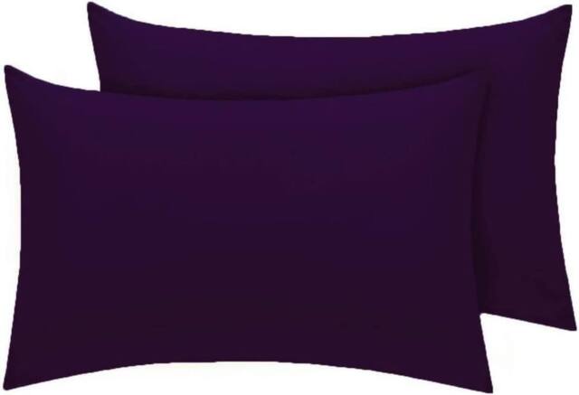 Homes-Linen Luxury Percale Polycotton Housewife Pillowcases 50x75cm Pack of 2 in Plum - Size: Standard Pillow Case - image 1