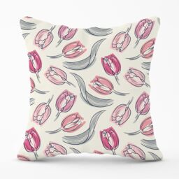 Warren Reed - Designer Tulips Outdoor Cushion in Pink - Size: 60 cm x 60 cm - thumbnail 1