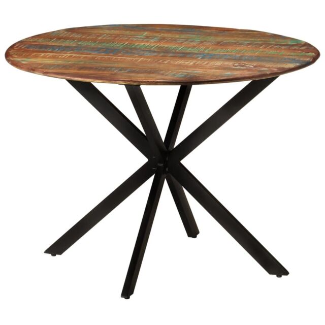 Berkfield Home Dining Table Ã˜110x78 cm Solid Wood Reclaimed & Steel in Brown - Size: 110x78 cm - image 1