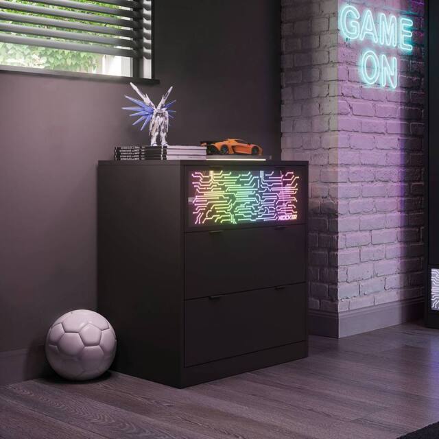 X Rocker NeoNite Chest Of 3 Drawers with App Control RGB LED Lights - Black - image 1