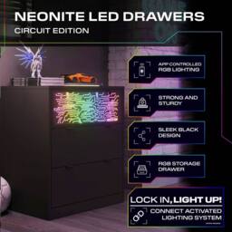 X Rocker NeoNite Chest Of 3 Drawers with App Control RGB LED Lights - Black - thumbnail 3