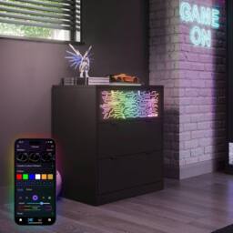 X Rocker NeoNite Chest Of 3 Drawers with App Control RGB LED Lights - Black - thumbnail 2