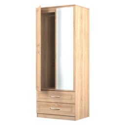 Ready Assembled 2 U Oxford 2 Door 2 Drawer Mirrored Wardrobe (Ready Assembled) in Natural - thumbnail 5
