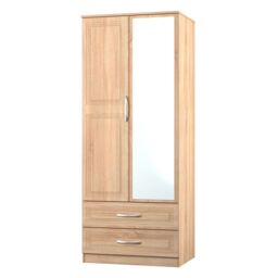 Ready Assembled 2 U Oxford 2 Door 2 Drawer Mirrored Wardrobe (Ready Assembled) in Natural - thumbnail 3