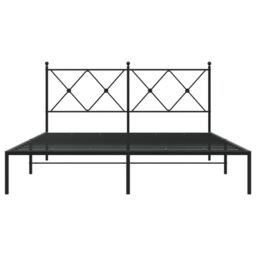Berkfield Home Metal Bed Frame without Mattress with Headboard Black 160x200cm - Size: 160x200 cm - thumbnail 4