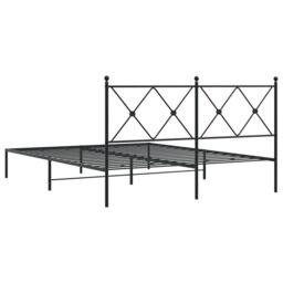 Berkfield Home Metal Bed Frame without Mattress with Headboard Black 160x200cm - Size: 160x200 cm - thumbnail 6