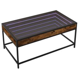 Berkfield Home Coffee Table with Infinity LED Smoked Oak 90x50x41 cm in Brown - Size: 90 x 50 x 41 cm - thumbnail 3
