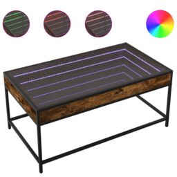 Berkfield Home Coffee Table with Infinity LED Smoked Oak 90x50x41 cm in Brown - Size: 90 x 50 x 41 cm - thumbnail 2