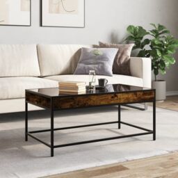 Berkfield Home Coffee Table with Infinity LED Smoked Oak 90x50x41 cm in Brown - Size: 90 x 50 x 41 cm - thumbnail 4