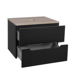 Bathroom Kingdom Monza Black & Oak Fluted Wall Hung Vanity Basin 600mm - thumbnail 3