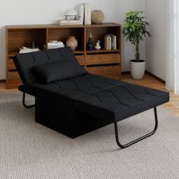 Gymax Folding Sofa Bed Ottoman Convertible Sleeper Sofa Chair Recliner in Black - thumbnail 4