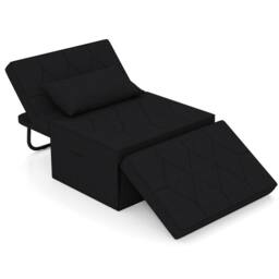 Gymax Folding Sofa Bed Ottoman Convertible Sleeper Sofa Chair Recliner in Black - thumbnail 1
