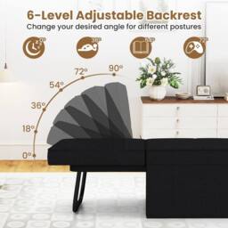 Gymax Folding Sofa Bed Ottoman Convertible Sleeper Sofa Chair Recliner in Black - thumbnail 7