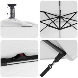 Berkfield Home Cantilever Banana Parasol with Lock Sand 249 x 249 x 250 cm in Brown - thumbnail 7