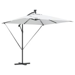 Berkfield Home Cantilever Banana Parasol with Lock Sand 249 x 249 x 250 cm in Brown - thumbnail 2