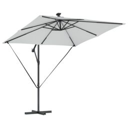 Berkfield Home Cantilever Banana Parasol with Lock Sand 249 x 249 x 250 cm in Brown - thumbnail 4