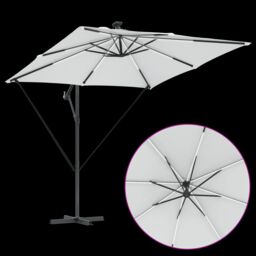 Berkfield Home Cantilever Banana Parasol with Lock Sand 249 x 249 x 250 cm in Brown - thumbnail 9