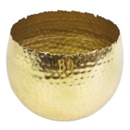 Leaf Large Metal Planter 22 x 17cm Hammered Gold Colour - Curvy Edge - Size: 22 x 17 cm - thumbnail 1
