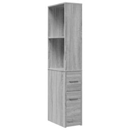Berkfield Home Narrow Bathroom Cupboard with Wheels Grey Sonoma Engineered Wood - thumbnail 2