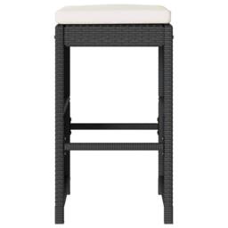 Berkfield Home Garden Bar Stools with Cushions 2 pcs Black Poly Rattan - thumbnail 4